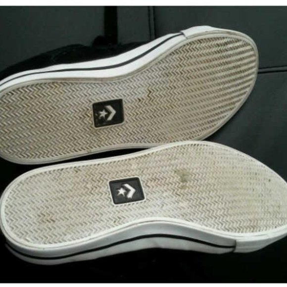 BLACK LEATHER CONVERSE ALL STAR SNEAKERS - Picture 5 of 6